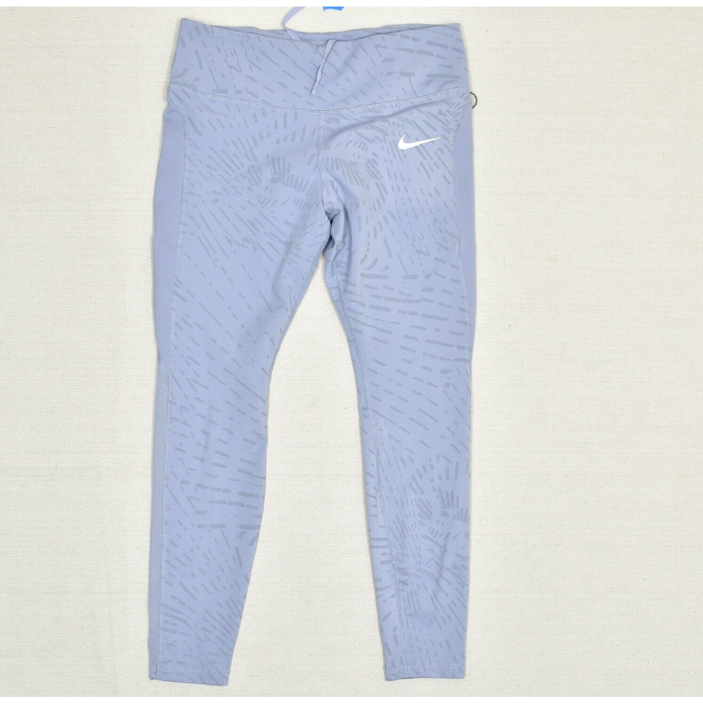 Nike Dri Fit Women Skinny Legging Polyester Purple Size L Geometric Drawstring